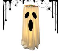 Ghost Candy Bowl, Halloween LED Decor, Holiday Stand with Front Door Display, Spooky Yard Patio Courtyard Ornament, Fun Party Apartment Office Accessory, Premium Seasonal Home Garden Decoration Black