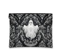 Ghost Canvas with Zipper, Gothic Victorian Swirls Victorian Halloween Black Canvas with Zipper Travel Makeup Bag for Travel, Vanity, Bathroom, Purse Storage and Daily Use, nero, 7x9 Inch, gotico
