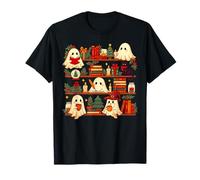 Ghost Cappello di Natale Lettura Libro Libreria Amante Biblioteca Maglietta