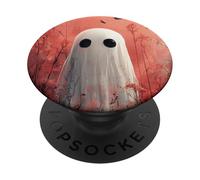 Ghost carino con fiori in design di sfondo rosa PopSockets PopGrip Adesivo