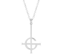 Ghost - Collana a croce da uomo, in argento, destiny's gate ghosts, collana con ciondolo a croce punk cross ghos, catena ghost band inversa satano, collana in ferro croce da donna, Taglia unica,