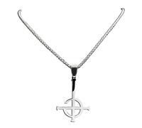 Ghost - Collana a croce da uomo, in argento, destiny's gate ghosts, collana con ciondolo a croce punk cross ghos, catena ghost band inversa satano, collana in ferro croce da donna, Taglia unica,