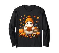 Ghost Cozy Reading Bevanda Calda, Gatto, Zucca, Carino Halloween Maglia a Manica
