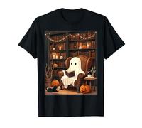 Ghost Cozy Reading Bookworm Library Costume di Halloween Maglietta