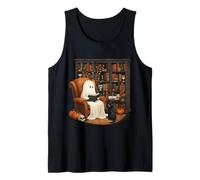 Ghost Cozy Reading Library, Curioso Gatto Nero, Halloween Canotta