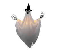 Ghost Decor - Hangable Spooky Ornament, Led Light Decoration, Halloween Hanging Display | Festive Decoration Accessory For Outdoor Indoor Front Door Porch Garden Yard Lawn Fireplace Mantel Home Party