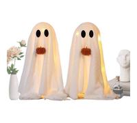 Ghost Decor, Light-Up Spooky Ghost Figures, 2-Piece Halloween Party Decorations Set, Glowing Ornaments, for Home Bookshelf Fireplace Porch Yard Lawn Garden Patio