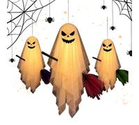 Ghost Decoration 3 Pieces Outdoor Party Flying Scary Ghost with Light