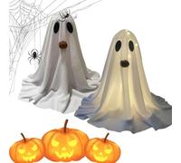 Ghost Decorations, Cute LED Light Figurine, Aesthetic Home Ornament, Halloween Art Sculpture, Decorative Accent for Indoor Mantel Bedroom Fireplace Bathroom Outdoor Holiday Setup, 19.68-23.62 in
