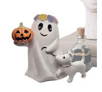 Ghost Dog Halloween Statue, Spooky Walking Dogs Decoration for Haunted House, Fireplace, Entryway, Bedroom, Table, and Halloween Indoor Party Centerpiece Display, 6.3x4.33x5.91 inches