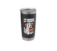 Ghost Dog Pumpkin Qualcuno ha detto dolcetto per Halloween Bicchiere termico in acciaio inox doppia parete