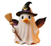 Ghost Duck Ornamenti di Halloween - Simpatiche statuette di horror con cappello da strega | Decorazioni spettrali di Halloween per interni, per tavolo, mensola, oggetti di scena e decorazioni