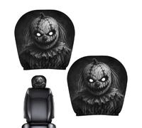 Ghost Face Headrest Cover - 2 Pieces Elastic Halloween Interior Accessory