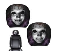 Ghost Face Headrest Cover - 2 Pieces Elastic Halloween Interior Accessory
