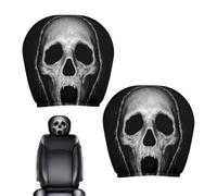 Ghost Face Headrest Cover - 2 Pieces Elastic Halloween Interior Accessory