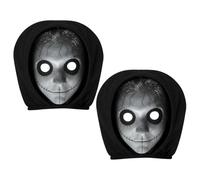 Ghost Face Headrest Covers - Elastic Vehicle Protector, Reusable Set