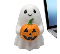 Ghost Figure, Pumpkin Holding Figurine, Cute Halloween Statua con 5,9 pollici, Desktop Display per Haunted House Decor, Gothic Wedding Table Centerpiece, Spooky Indoor, Seasonal Home Ornament