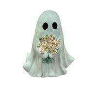Ghost Figurine - 7,87-Inch Resin Ghost Figurine with Flowers | halloweenn Ornament Desktop Warm Decoration For Home Entryway Cabinet Window Living Room Workplace Bedroom Tabletop Holiday Bookshelf