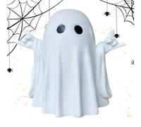 Ghost Figurine, Halloween Humorous Rock and Roll Sculpture, 2.36x3.15x3.54 Inches Cute Spooky Tabletop Seasonal Ornament for Haunted House Decor, Shelf, Windowsill, Porch, Mantel, Home Display
