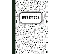 Ghost Halloween Notebook: Cute and spooky black and white minimalist design, 6x9 inches, 120 college ruled blank lined pages for notes, school, and ideas.