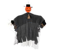Ghost Halloween Scarecrow Decoration with Rotatable Head and Bendable Arms, Spooky Outdoor and Indoor Hanging Decor for Fence, Tree, Wall, Finestra, Lawn, Patio, Garden, Porch, Ceiling