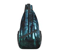 Ghost Hid Behind the Trees Borsa a tracolla da sci invernale da uomo Borsa a tracolla sul petto da uomo, leggera, per escursioni e viaggi
