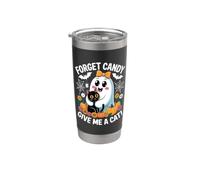 Ghost Holding Black Cat Halloween Dimentica le caramelle Dammi un gatto Bicchiere termico in acciaio inox doppia parete