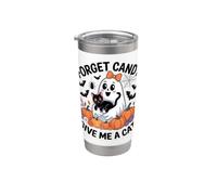 Ghost Holding Black Cat Halloween Dimentica le caramelle Dammi un gatto Bicchiere termico in acciaio inox doppia parete