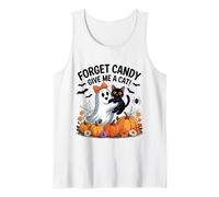 Ghost Holding Black Cat Halloween Dimentica Le Caramelle Dammi Un Gatto Canotta