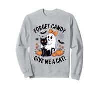 Ghost Holding Black Cat Halloween Dimentica Le Caramelle Dammi Un Gatto Felpa