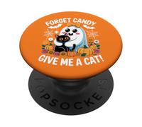 Ghost Holding Black Cat Halloween Dimentica le caramelle Dammi un gatto PopSockets PopGrip Adesivo