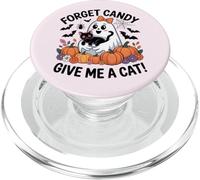 Ghost Holding Black Cat Halloween Dimentica le caramelle Dammi un gatto PopSockets PopGrip per MagSafe