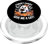 Ghost Holding Black Cat Halloween Dimentica le caramelle Dammi un gatto PopSockets PopGrip per MagSafe