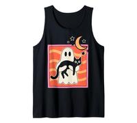 Ghost Holding Black Cat Halloween Spooky Cute Cat Lover Canotta