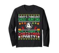 Ghost Hunting Christmas Party Ghost Hunter Ugly Christmas Maglia a Manica
