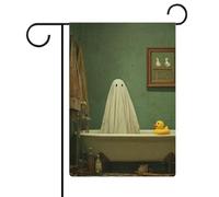 Ghost in Old-fashioned - Bandiera da giardino in gomma a forma di paperella per le vacanze stagionali su entrambi i lati, 30,5 x 45,7 cm