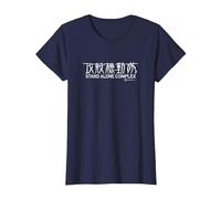 Ghost in The Shell: Stand Alone Complex White Font Kanji Maglietta, Donna, Navy, S
