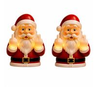 Ghost Middle-Finger LED Lamp, Santa Light Flipping Christmas Wall Lights | Funny Ambient Decorative Nightlight Halloween Spooky Light-up Lamps Holiday Room Decor Bedroom Mantel Office(Santa-2PCS)