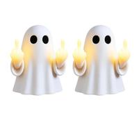 Ghost Middle-Finger LED Lamp, Santa Light Flipping Christmas Wall Lights | Funny Ambient Decorative Nightlight Halloween Spooky Light-up Lamps Holiday Room Decor Bedroom Mantel Office(Ghost-2PCS)