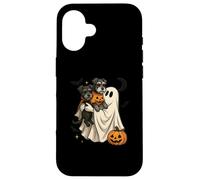Ghost Miniature Schnauzer Dog Halloween Custodia per iPhone 16