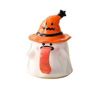 Ghost Mug, Halloween Cup, Porcelain Coffee Cup, authentic Lid, Themed Shape, Spooky Theme, Movie Nights, Living Room Decor, Hot Beverage Use, Breakfast Tableware, 2.76 Inches