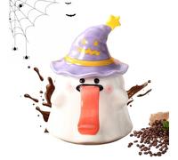 Ghost Mug - Novelty Drinking Cups Ceramic Halloween Mug With Lid, 450ml Ghost Shape Coffee Cup For Hot Chocolate And Tea | Spooky Beverage Container For Halloweeen Juice Wine Beer Living Room Movie