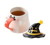 Ghost Mug - Novelty Drinking Cups Ceramic Halloween Mug With Lid, 450ml Ghost Shape Coffee Cup For Hot Chocolate And Tea | Spooky Beverage Container For Halloweeen Juice Wine Beer Living Room Movie
