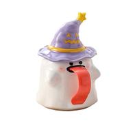 Ghost , Novelty Ceramic Coffee Cup, 450 ml White Ghost-Shaped Cups with Lid, Funny Halloween Drinkware for Juice Beer Wine, Perfect Home Decor, Teachers, Parties, Movie Nights,