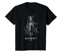 Ghost of Yotei Atsu Collage with Kanji Video Game Maglietta, Bambini, Nero, 4 Anni