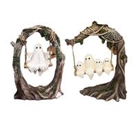 Ghost on a Swing: Fantasma su un'altalena, Fantasma Che oscilla Ombre su Un Albero Decorazione Halloween, Divertente Statuetta Fantasmi Albero, Graziosa Statua Resina per libreria scrivania Giardino