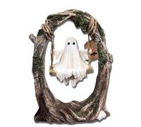 Ghost on a Tree Swing,Ghost on Swing,Ghost on a Swing,for Desktop Bookshelf Garden Patio Lawn Halloween Decor (A)