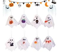Ghost Ornaments, Cute Halloween Tree Decor, 8 pezzi Hanging Set, 6,69 x 5,12 x 0,98 pollici, Lightweight Sturdy Design, Spooky Accent for Home Yard Patio Garden Entryway Window Indoor Outdoor Use