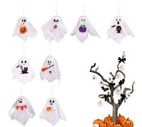 Ghost Ornaments, Cute Halloween Tree Decorations, 8 pezzi Haunted House Set, Indoor and Outdoor Spooky Accents, Perfect for Farm, Home, Cortile, Patio, Entryway, Finestra, Fronte Garden Decor