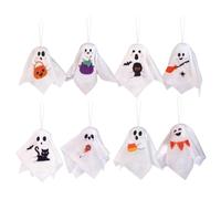 Ghost Ornaments, Halloween Seasonal Décor, Cute 8 Pieces Halloween Tree Ornaments, Haunted House Decor for Inside Farm Home Yard Backyard Patio Entryway Day Outside Front Garden